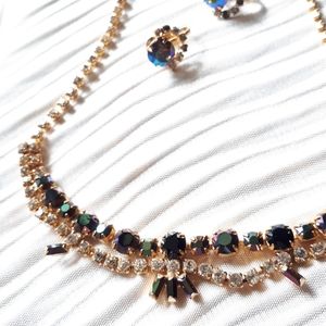 Vintage AB Oil Slick Rhinestone Demi Parure